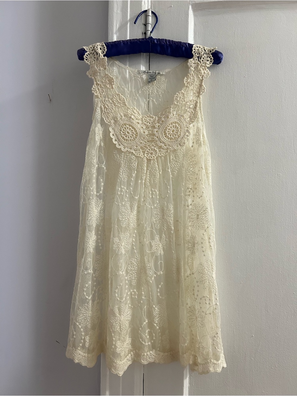 American Rag Cream Crochet-Neck Lace Chemise